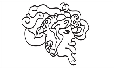 line drawing abstract face. Modern continuous line art male and female portrait, minimalist contour. Great for home decor such as posters, wall art, tote bags, t-shirt prints, cell phone cases. Eps10