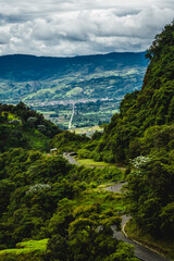 Obraz premium Trampoline of Death Road Colombia South America most dangerous road andes mountains connecting pasto city 
