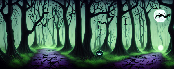 spooky halloween background with moon