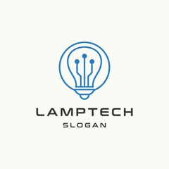 Lamp tech logo icon flat design template 