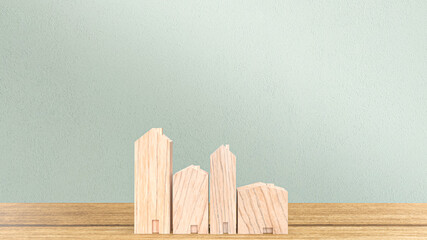 The wood home on table for property or estate concept 3d rendering