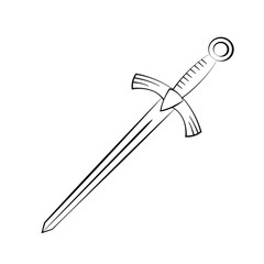 A hand drawn sword on a white background. isolated vektor graphic
