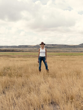 A portrait of a women on the prairies.