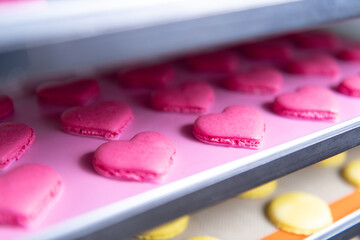 Close-up Colorful Macarons Dessert on the Shelf