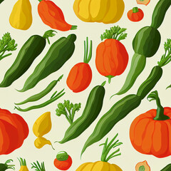 Wallpaper abstract vegetables. Food seamless pattern vegetables