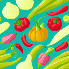 Vegetables seamless pattern. Vegetables background. Healthy food pattern