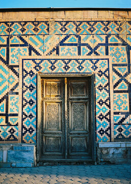 Door detail. Registon, Samarkand. Uzbekistan

