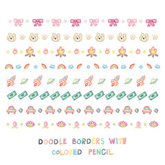 색연필 드로잉 구분선 라인 일러스트 이미지 세트