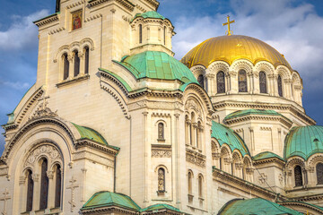 Fototapeta premium St Alexander Nevski Cathedral in Sofia at dramatic sky, Bulgaria, Eastern Europe