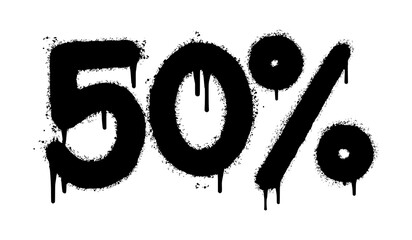 Spray Painted Graffiti 50 percent Sprayed isolated with a white background. graffiti 50 percent icon with over spray in black over white. Vector illustration. © Doa Bunda