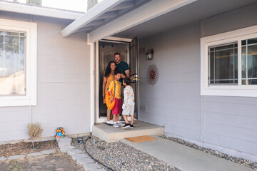 Family getting out of home