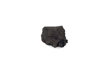 Natural wood charcoal isolated on white background. Pile of coal isolated on white background.