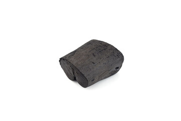 Natural wood charcoal isolated on white background. Pile of coal isolated on white background.