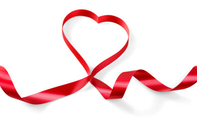 Close up of  red ribbon on white background