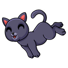 Obraz na płótnie Canvas Cute chartreux cat cartoon jumping