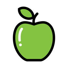 Green apple icon symbol signs for apps and websites with transparent background PNG