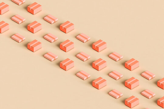 rows of Pink cardboards