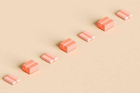 a row of Pink cardboards