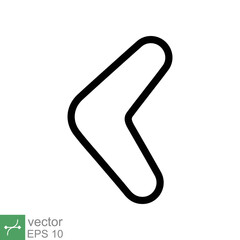 Fototapeta premium Boomerang icon. Simple outline style. Karma silhouette logo symbol, wood, black, handle, old weapon, sport concept. Thin line vector illustration isolated on white background. EPS 10.