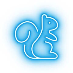 Neon blue squirrel icon, glowing squirrel icon on transparent background