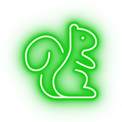 Neon green squirrel icon, glowing squirrel icon on transparent background