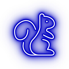 Neon navy squirrel icon, glowing squirrel icon on transparent background