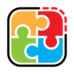 Puzzle or group icon symbol signs for apps and websites with transparent background PNG
