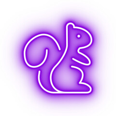 Neon purple squirrel icon, glowing squirrel icon on transparent background