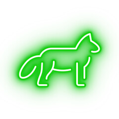 Neon green wolf icon, glowing dog icon on transparent background