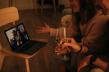 Friends celebrating online