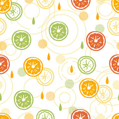 Fresh Summer Citrus Fruit Slices Vector Graphic Art Seamless Patter