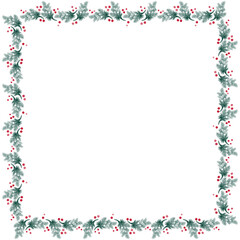 수채화 크리스마스 리스 프레임 배경 이미지