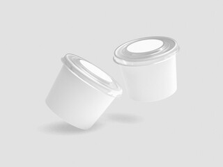 Paper food container, bowl, cup mockup 
