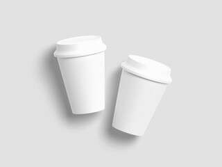 Paper cup mock-up. Render realistic 3d illustration. Package mockup design for branding.