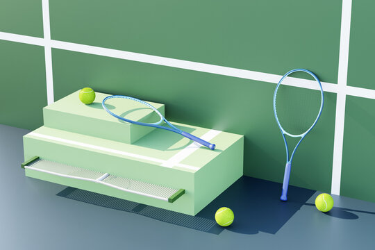 Sports: Tennis rackets and balls still life 