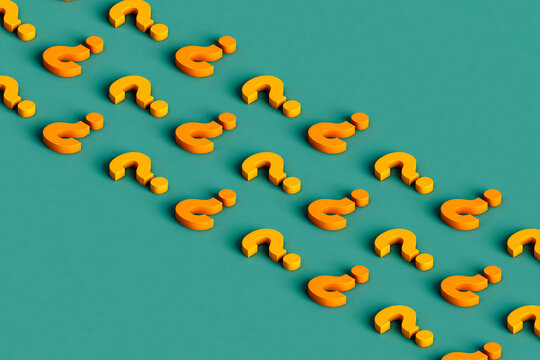 rows of yellow question marks on blue background