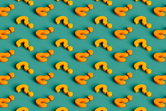 isometric pattern of yellow question marks