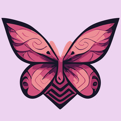 illustration vector graphic of pink Butterfly hand drawn tribal style isolated for beauty product logo or prints posters wall art vinyl decals