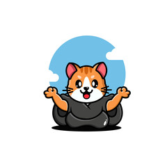 Cute cat yoga cartoon vector illustration