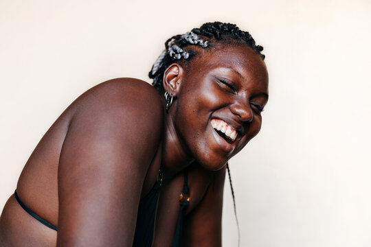 Close Up Portrait Of Smiling Black Woman