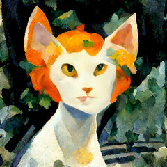 Impressionism Cat Portrait