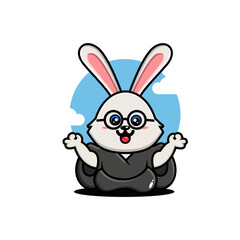 Cute rabbit yoga cartoon vector illustration
