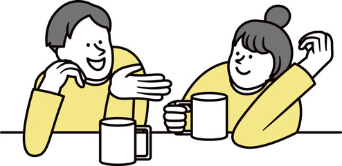 男性と女性が話をしているイラスト素材