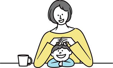 仲の良い母親と子供のイラスト素材