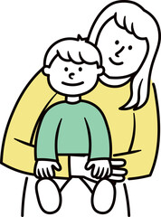 仲の良い母親と子供のイラスト素材