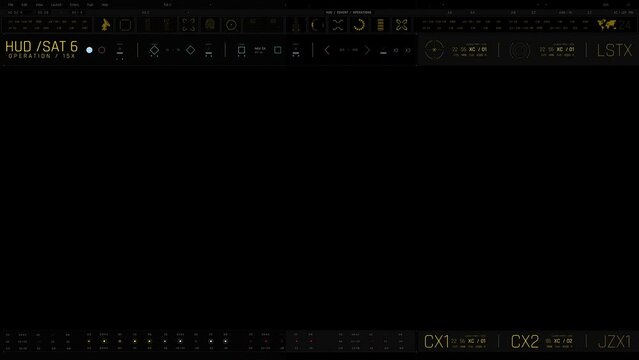 Futuristic digital interface screen. Streaming and flashing computer interface with map, satellite images and network status, levels and spectrum of signals, Extremely detailed. geopolitical situation