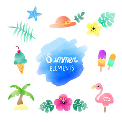 여름바캉스 다양한 수채화 스티커 모음