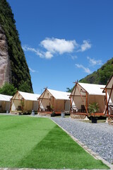 A campsite in the stunning Harau Valley, West Sumatra&mdash;surrounded by towering cliffs, green fields, and fresh air, perfect for nature lovers and adventurers.