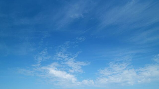 Sky with bautiful silky clouds. Puffy fluffy cirrus clouds. Timelapse.