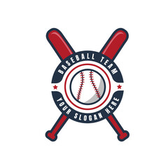 Baseball sport club icon, softball team vector badge. Baseball varsity league or school sport club emblem for tournament or championship game